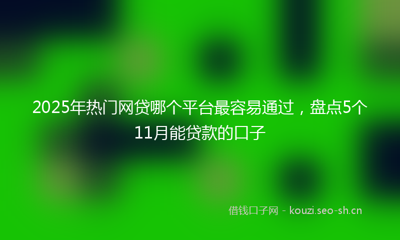 2025年热门网贷哪个平台最容易通过，盘点5个11月能贷款的口子