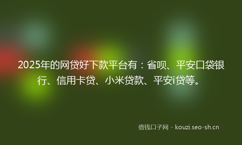 2025年的网贷好下款平台有：省呗、平安口袋银行、信用卡贷、小米贷款、平安i贷等。