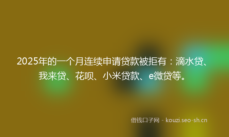 2025年的一个月连续申请贷款被拒有:滴水贷、我来贷、花呗、小米贷款、e微贷等。