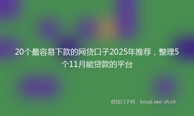20个最容易下款的网贷口子2025年推荐，整理5个11月能贷款的平台