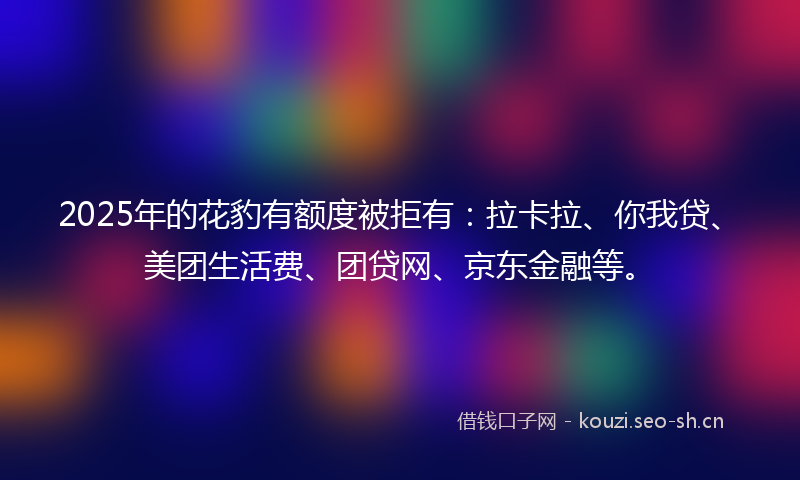 2025年的花豹有额度被拒有：拉卡拉、你我贷、美团生活费、团贷网、京东金融等。