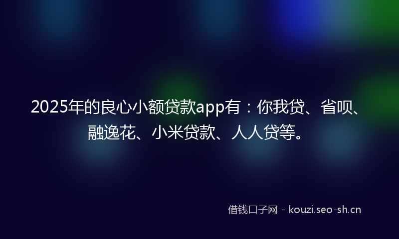 2025年的良心小额贷款app有：你我贷、省呗、融逸花、小米贷款、人人贷等。