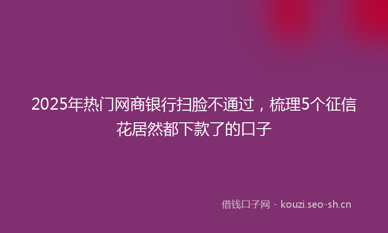 2025年热门网商银行扫脸不通过，梳理5个征信花居然都下款了的口子