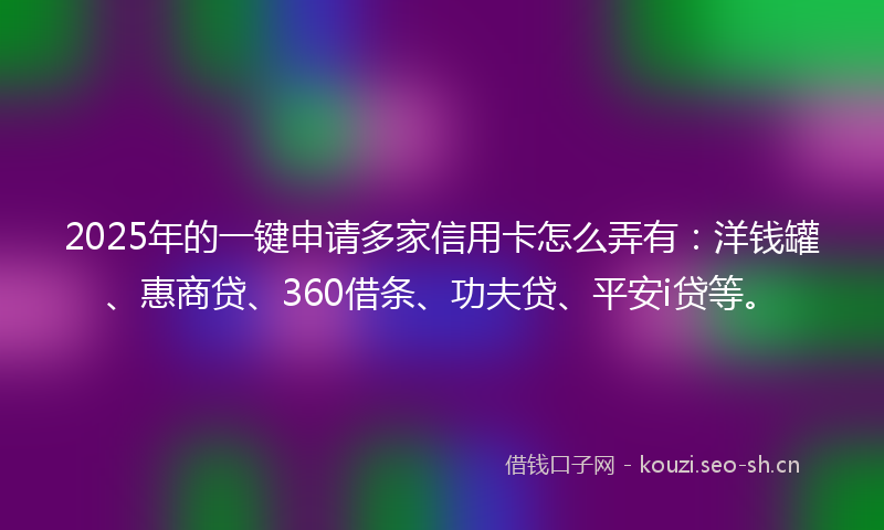 2025年的一键申请多家信用卡怎么弄有：洋钱罐、惠商贷、360借条、功夫贷、平安i贷等。