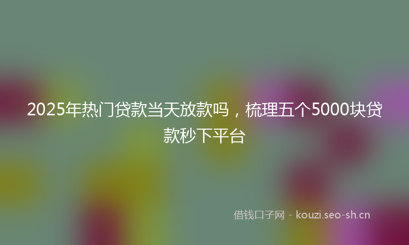 2025年热门贷款当天放款吗,梳理五个5000块贷款秒下平台