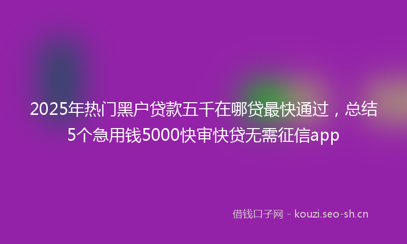 2025年热门黑户贷款五千在哪贷最快通过,总结5个急用钱5000快审快贷无需征信app