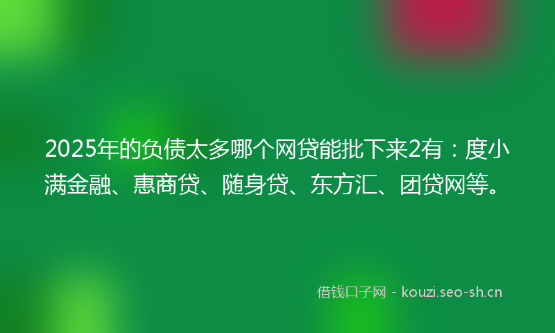 2025年的负债太多哪个网贷能批下来2有：度小满金融、惠商贷、随身贷、东方汇、团贷网等。