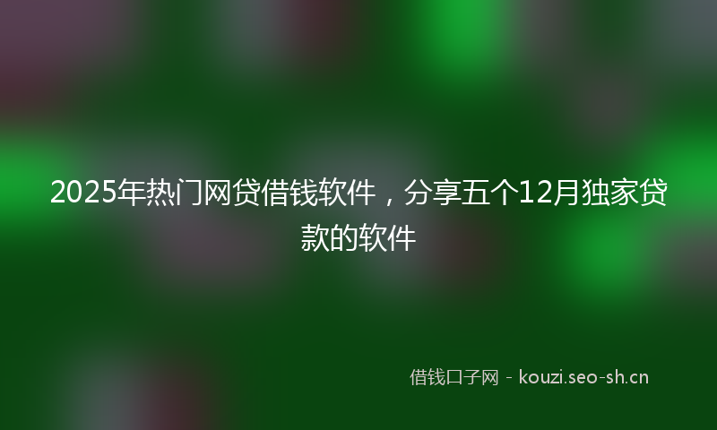 2025年热门网贷借钱软件，分享五个12月独家贷款的软件