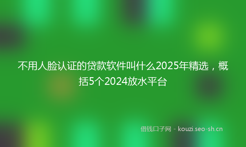 不用人脸认证的贷款软件叫什么2025年精选，概括5个2024放水平台