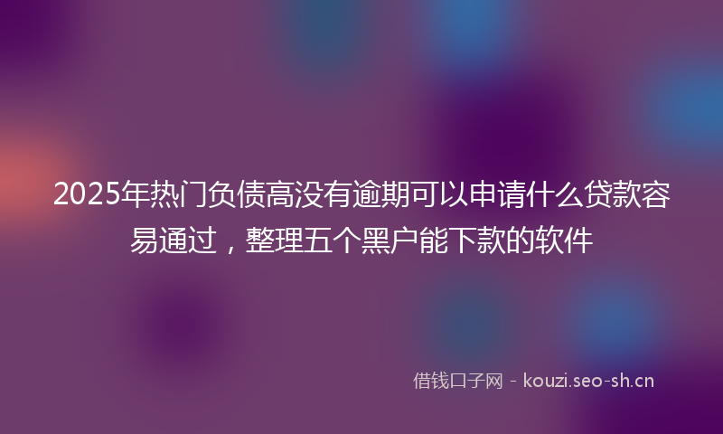 2025年热门负债高没有逾期可以申请什么贷款容易通过，整理五个黑户能下款的软件