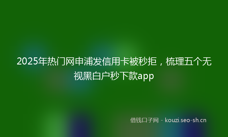 2025年热门网申浦发信用卡被秒拒，梳理五个无视黑白户秒下款app