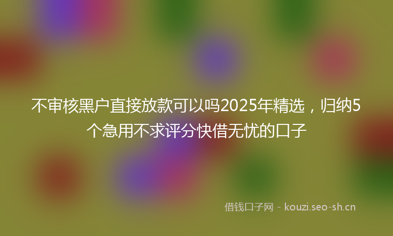 不审核黑户直接放款可以吗2025年精选，归纳5个急用不求评分快借无忧的口子