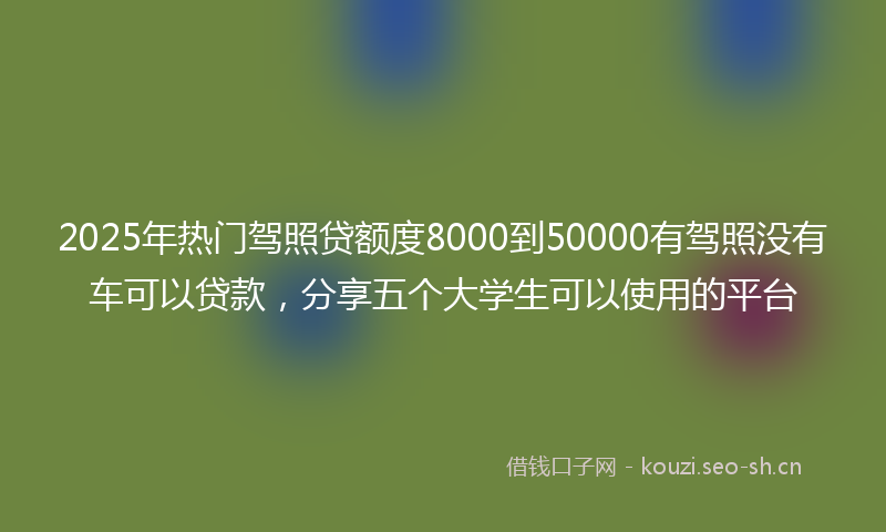 2025年热门驾照贷额度8000到50000有驾照没有车可以贷款,分享五个大学生可以使用的平台