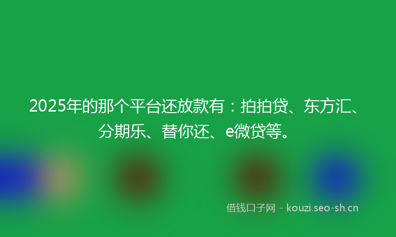 2025年的那个平台还放款有：拍拍贷、东方汇、分期乐、替你还、e微贷等。
