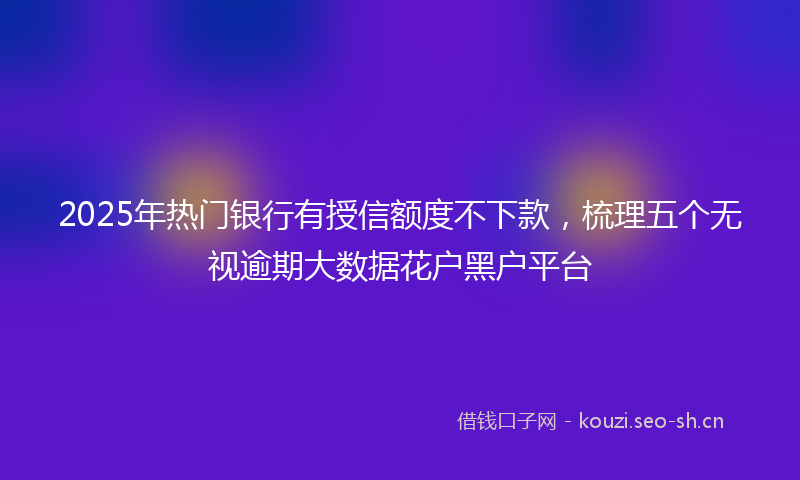 2025年热门银行有授信额度不下款，梳理五个无视逾期大数据花户黑户平台