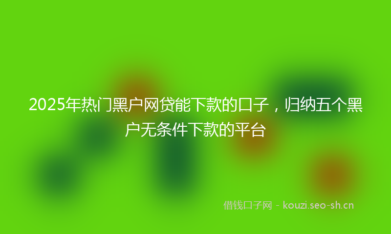 2025年热门黑户网贷能下款的口子，归纳五个黑户无条件下款的平台