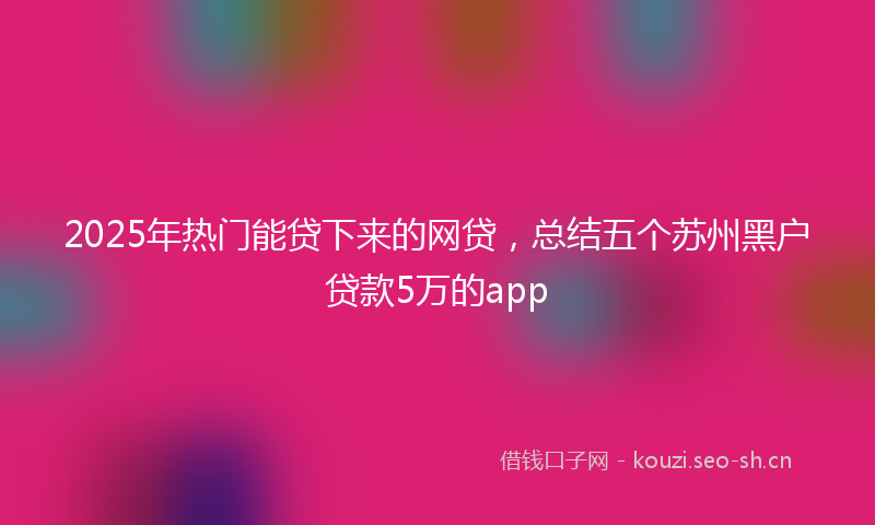 2025年热门能贷下来的网贷，总结五个苏州黑户贷款5万的app