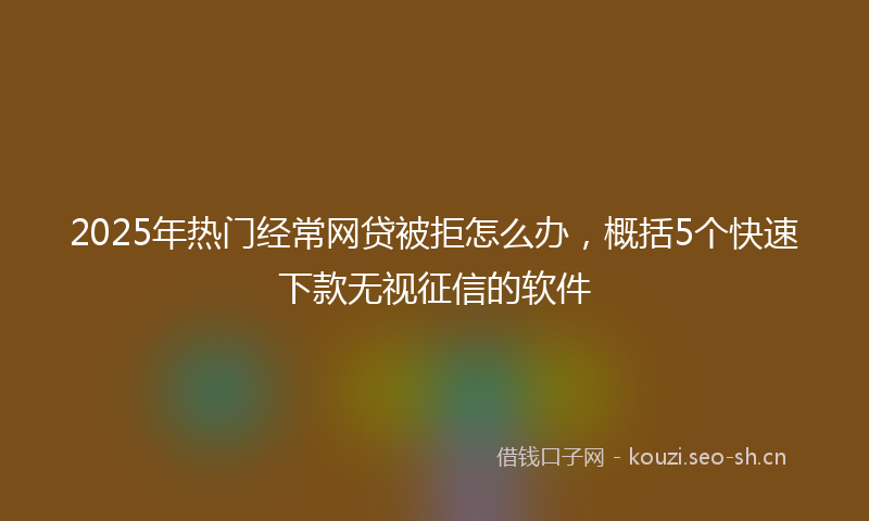 2025年热门经常网贷被拒怎么办，概括5个快速下款无视征信的软件