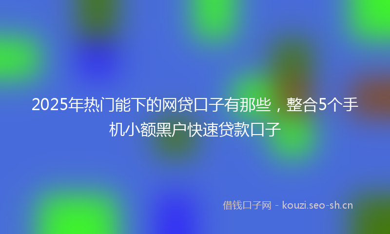 2025年热门能下的网贷口子有那些，整合5个手机小额黑户快速贷款口子