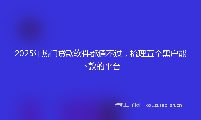 2025年热门贷款软件都通不过，梳理五个黑户能下款的平台