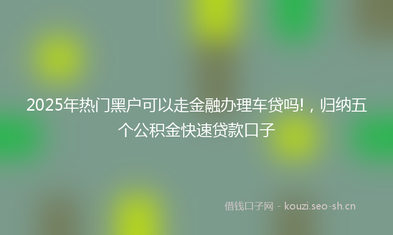 2025年热门黑户可以走金融办理车贷吗!，归纳五个公积金快速贷款口子