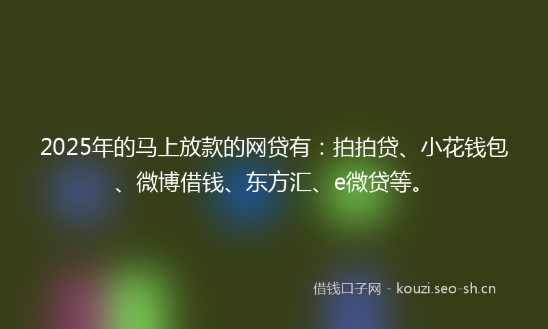 2025年的马上放款的网贷有：拍拍贷、小花钱包、微博借钱、东方汇、e微贷等。