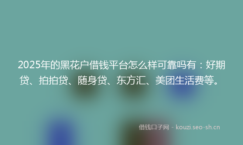 2025年的黑花户借钱平台怎么样可靠吗有：好期贷、拍拍贷、随身贷、东方汇、美团生活费等。