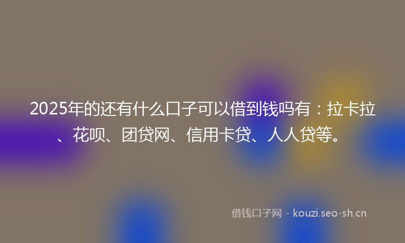 2025年的还有什么口子可以借到钱吗有：拉卡拉、花呗、团贷网、信用卡贷、人人贷等。
