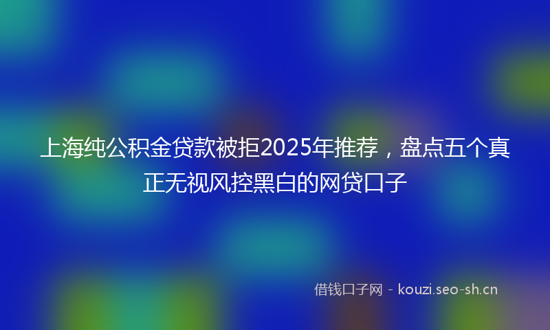 上海纯公积金贷款被拒2025年推荐，盘点五个真正无视风控黑白的网贷口子