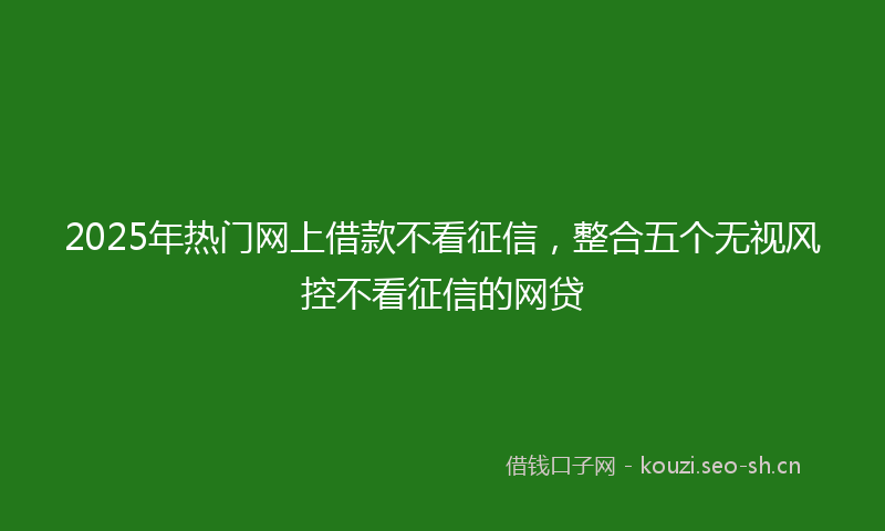 2025年热门网上借款不看征信，整合五个无视风控不看征信的网贷