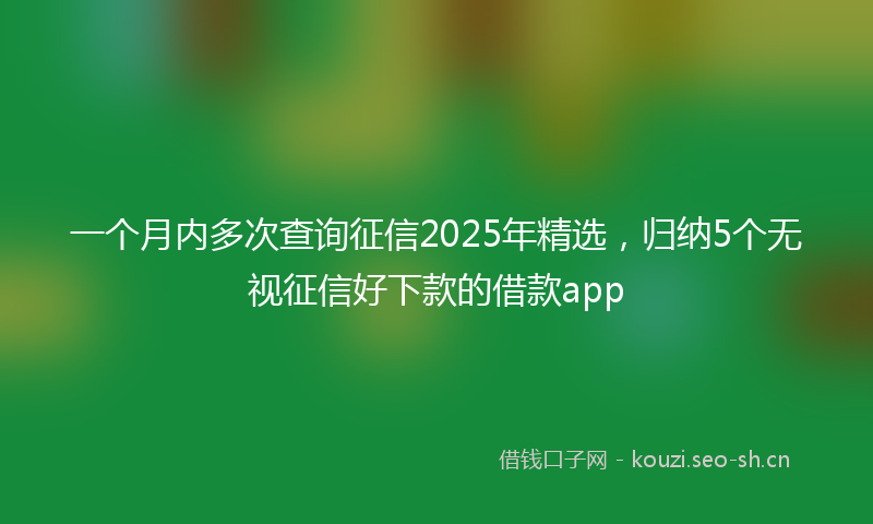 一个月内多次查询征信2025年精选,归纳5个无视征信好下款的借款app