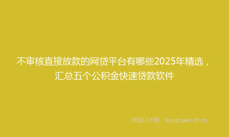 不审核直接放款的网贷平台有哪些2025年精选,汇总五个公积金快速贷款软件