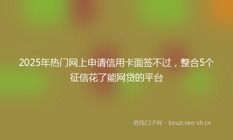 2025年热门网上申请信用卡面签不过，整合5个征信花了能网贷的平台