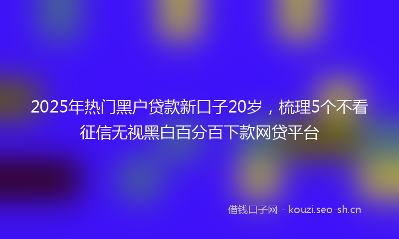 2025年热门黑户贷款新口子20岁，梳理5个不看征信无视黑白百分百下款网贷平台