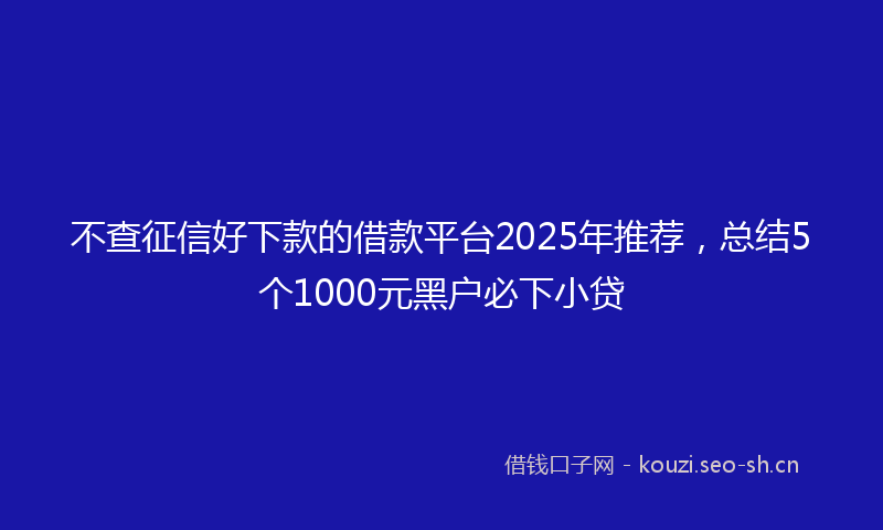 不查征信好下款的借款平台2025年推荐,总结5个1000元黑户必下小贷