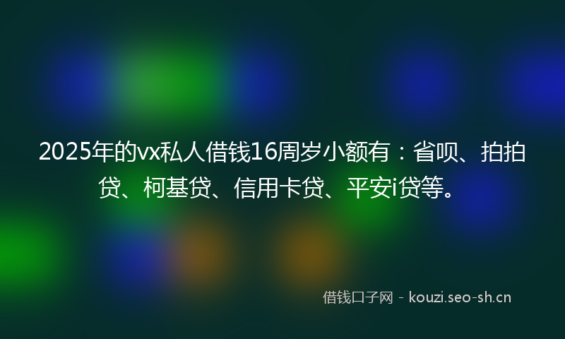 2025年的vx私人借钱16周岁小额有:省呗、拍拍贷、柯基贷、信用卡贷、平安i贷等。