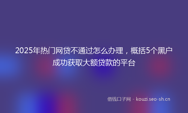 2025年热门网贷不通过怎么办理，概括5个黑户成功获取大额贷款的平台