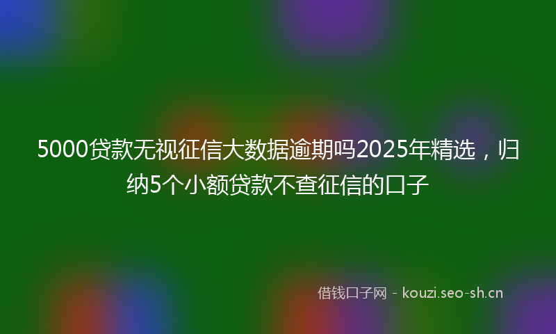 5000贷款无视征信大数据逾期吗2025年精选，归纳5个小额贷款不查征信的口子