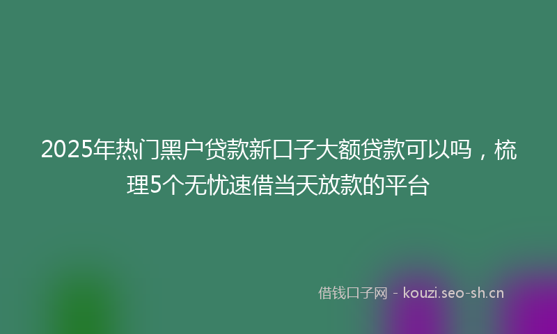 2025年热门黑户贷款新口子大额贷款可以吗，梳理5个无忧速借当天放款的平台