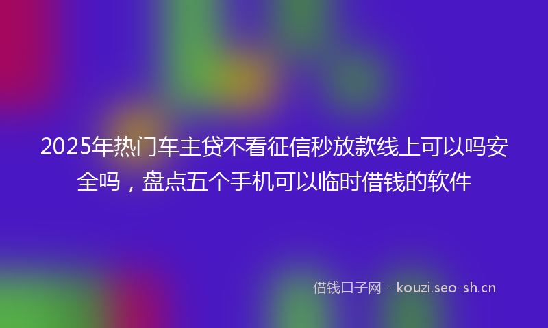 2025年热门车主贷不看征信秒放款线上可以吗安全吗，盘点五个手机可以临时借钱的软件