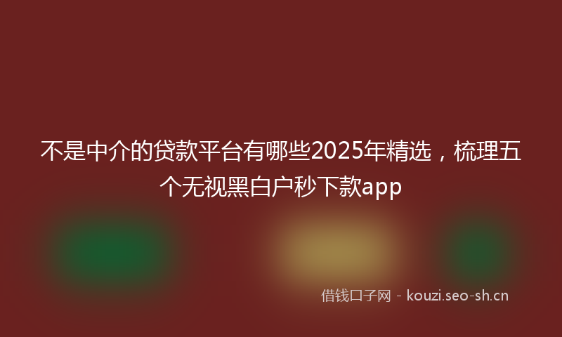 不是中介的贷款平台有哪些2025年精选,梳理五个无视黑白户秒下款app
