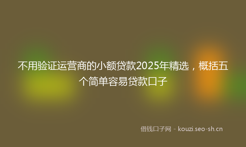 不用验证运营商的小额贷款2025年精选，概括五个简单容易贷款口子