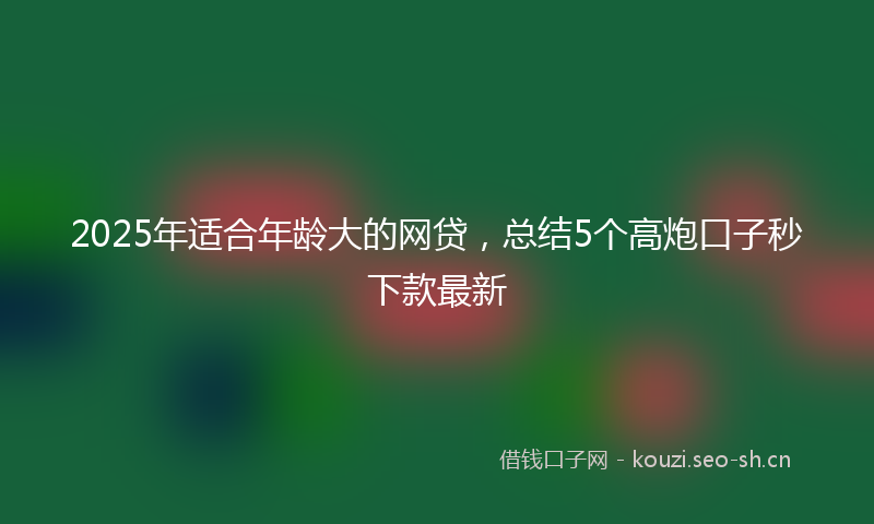 2025年适合年龄大的网贷，总结5个高炮口子秒下款最新