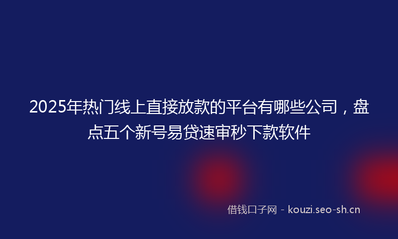 2025年热门线上直接放款的平台有哪些公司，盘点五个新号易贷速审秒下款软件