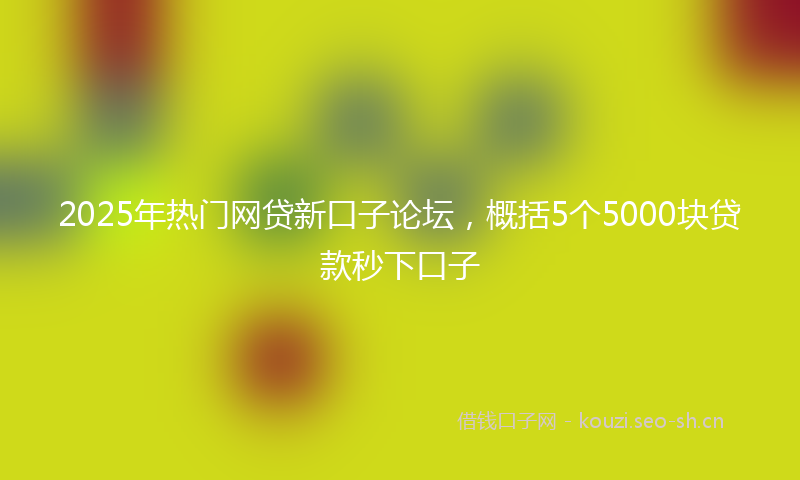 2025年热门网贷新口子论坛，概括5个5000块贷款秒下口子