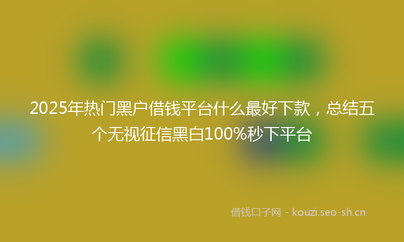 2025年热门黑户借钱平台什么最好下款，总结五个无视征信黑白100%秒下平台