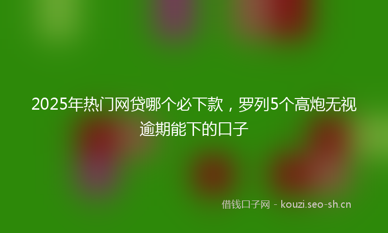 2025年热门网贷哪个必下款，罗列5个高炮无视逾期能下的口子