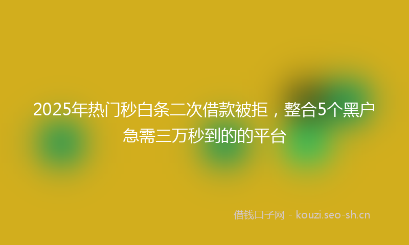 2025年热门秒白条二次借款被拒，整合5个黑户急需三万秒到的的平台