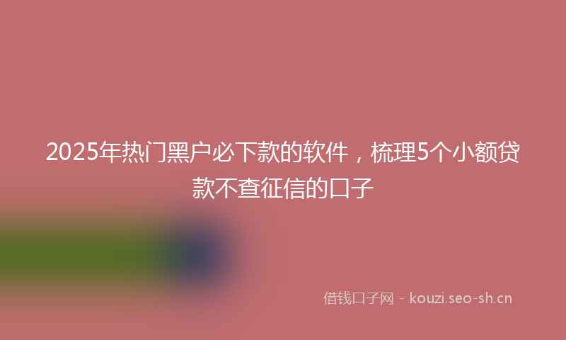 2025年热门黑户必下款的软件，梳理5个小额贷款不查征信的口子