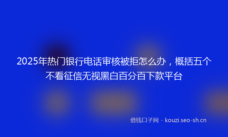2025年热门银行电话审核被拒怎么办，概括五个不看征信无视黑白百分百下款平台